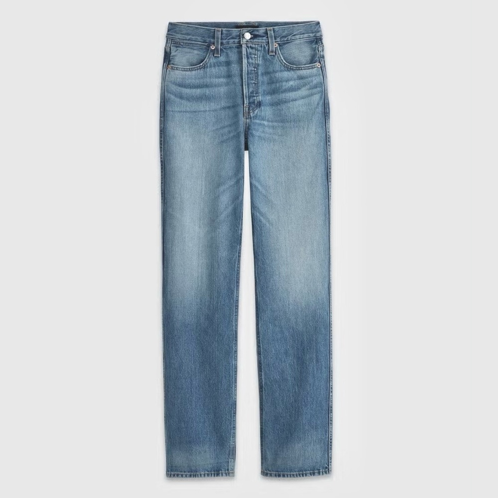ALEX MILL HIGH RISE STRAIGHT LEG CARLA JEANS BUTTON FLY Medium Wash Blue 28